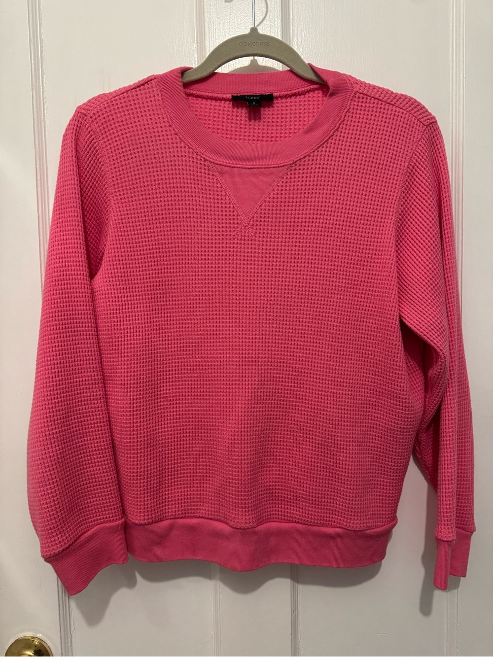 JCrew pink waffle crew